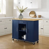 Stella Navy Drop-Leaf Kitchen Cart