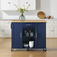 Stella Navy Drop-Leaf Kitchen Cart