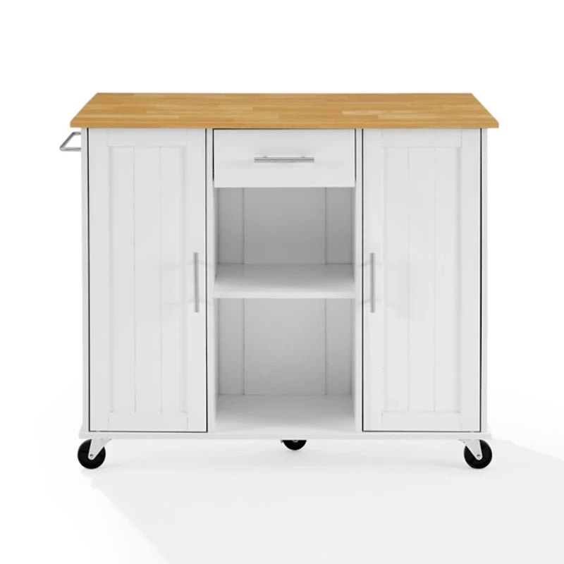 Stella White Drop-Leaf Kitchen Cart