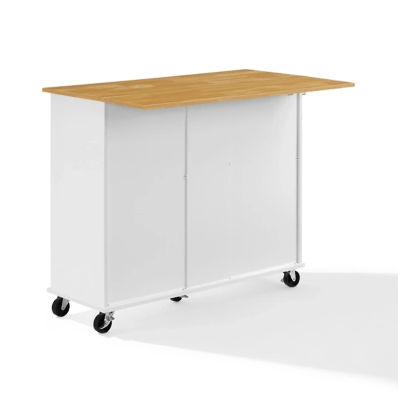 Stella White Drop-Leaf Kitchen Cart