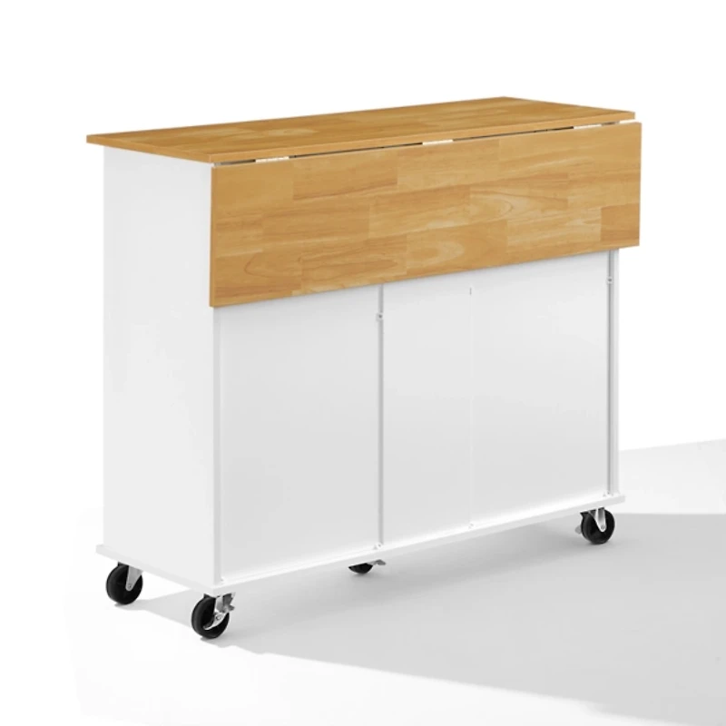 Stella White Drop-Leaf Kitchen Cart