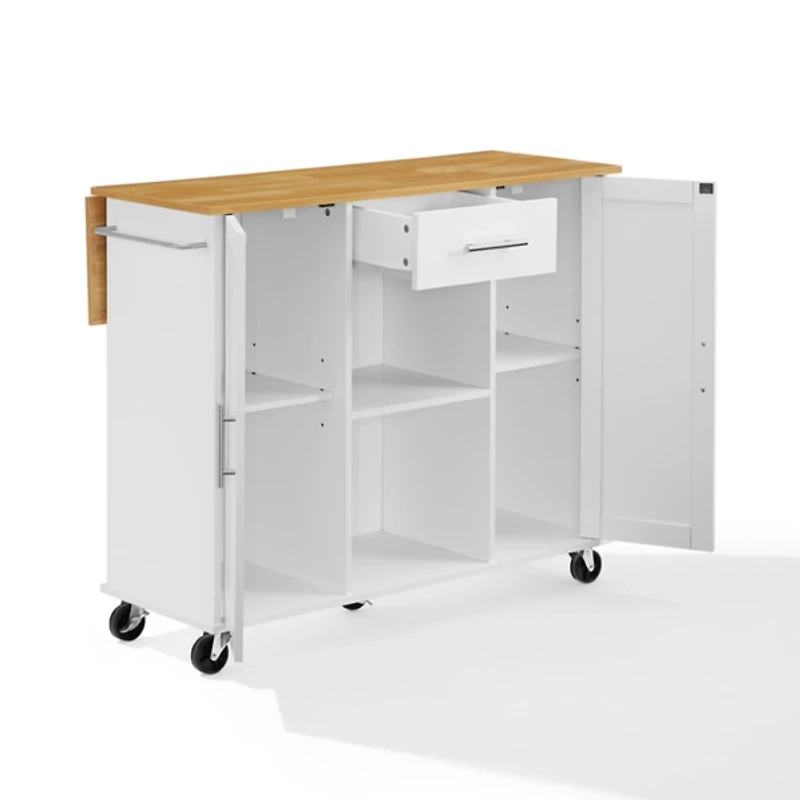 Stella White Drop-Leaf Kitchen Cart