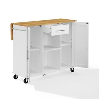 Stella White Drop-Leaf Kitchen Cart