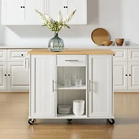 Stella White Drop-Leaf Kitchen Cart