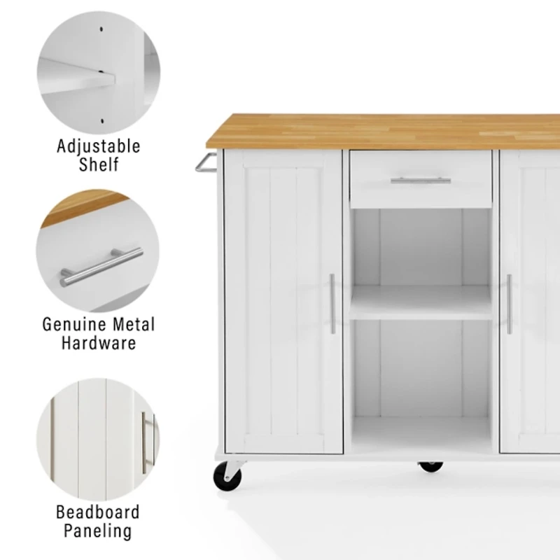 Stella White Drop-Leaf Kitchen Cart