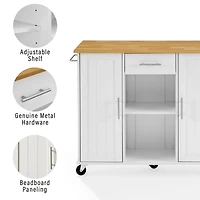 Stella White Drop-Leaf Kitchen Cart