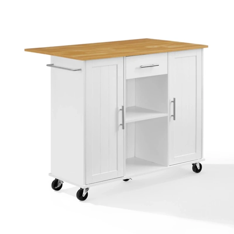 Stella White Drop-Leaf Kitchen Cart