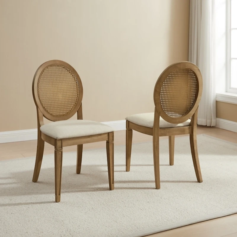 Cane Upholstered Katia Dining Chairs, Set of 2