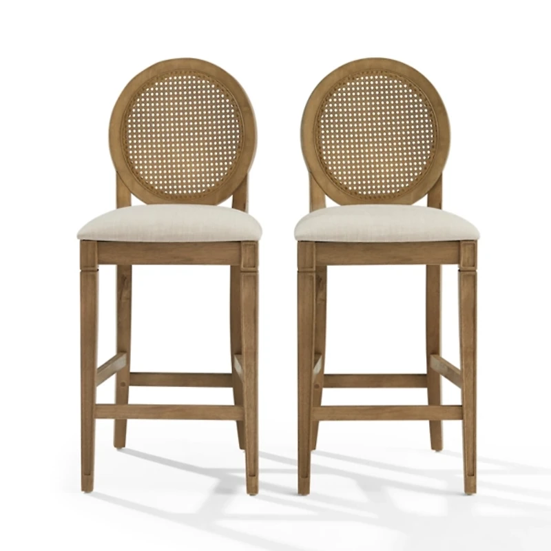 Cane Upholstered Katia Counter Stools, Set of 2