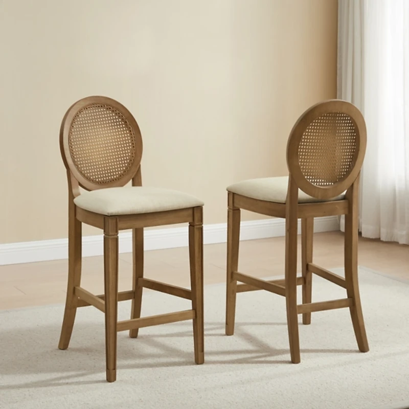 Cane Upholstered Katia Counter Stools, Set of 2