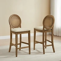Cane Upholstered Katia Counter Stools, Set of 2