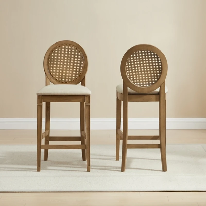 Cane Upholstered Katia Counter Stools, Set of 2
