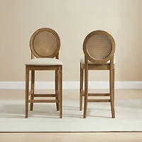 Cane Upholstered Katia Counter Stools, Set of 2