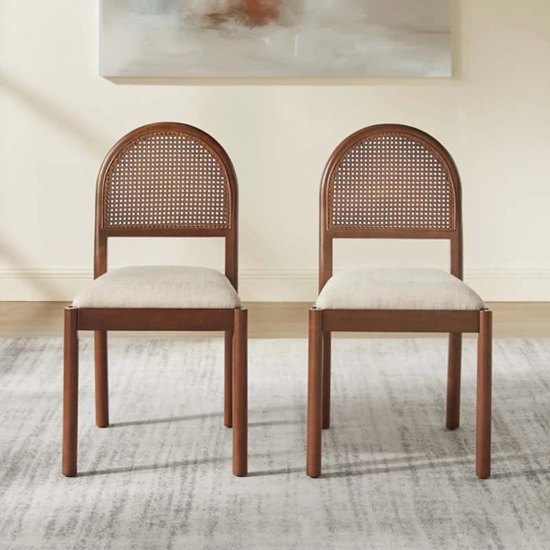 Cream Upholstered Kennedy Dining Chairs, Set of 2