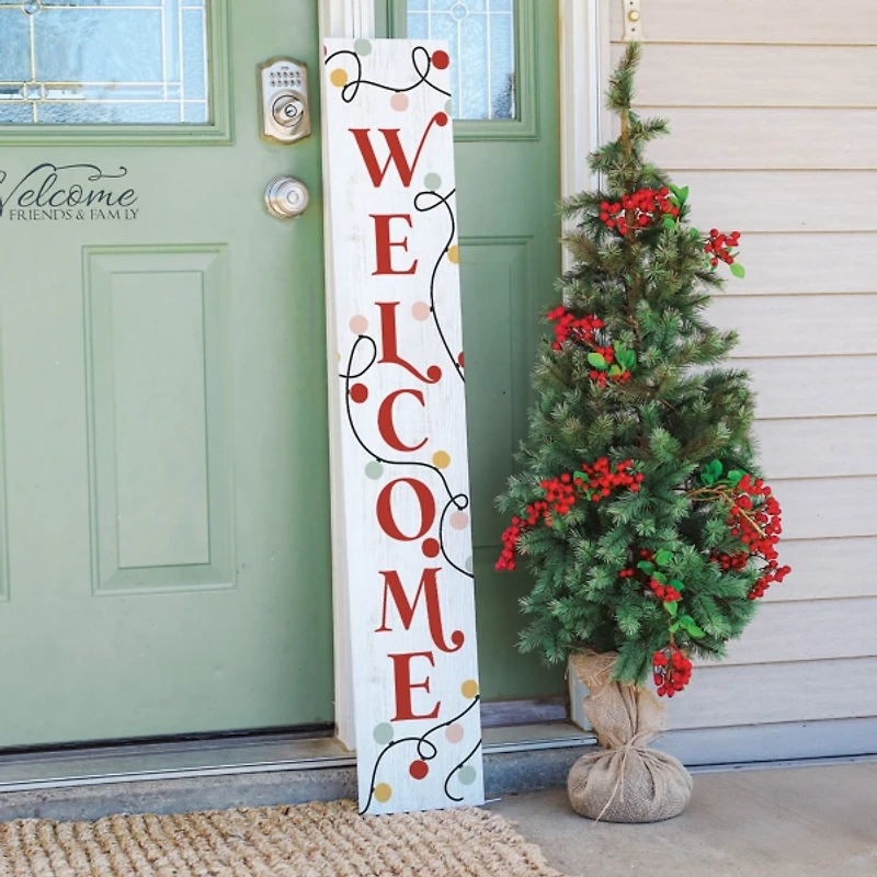 Welcome Christmas Lights Porch Board