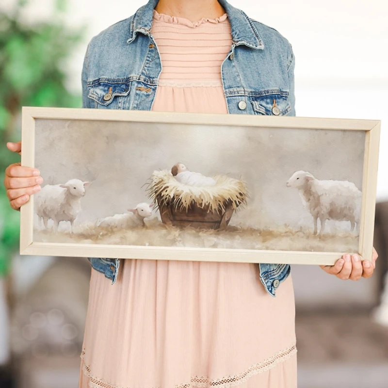 Baby Jesus Manger Christmas Framed Art Print