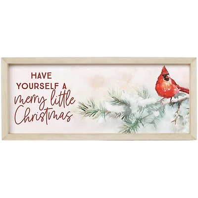 Merry Little Christmas Cardinal Framed Art Print