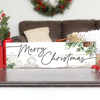 Merry Christmas Nativity Wood Art Print