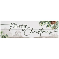Merry Christmas Nativity Wood Art Print