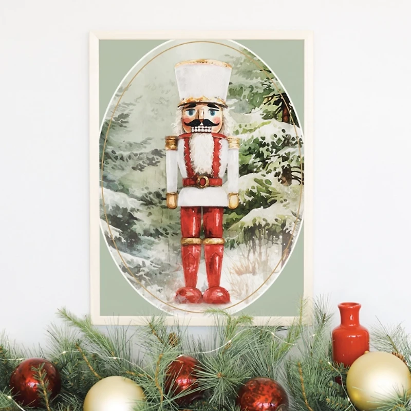 Nutcracker Evergreen Christmas Framed Art Print