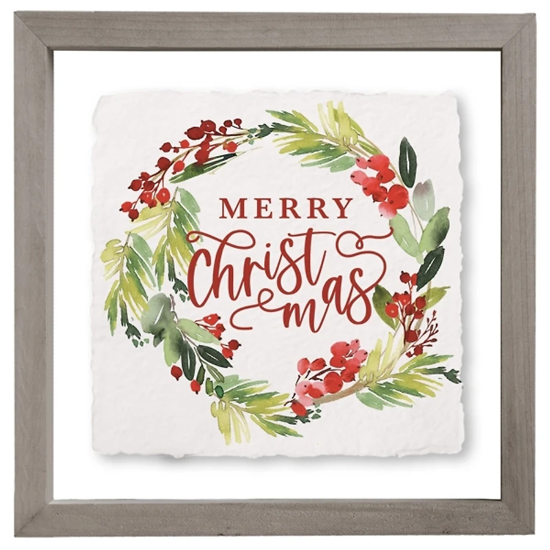 Merry Christmas Wreath Framed Art Print