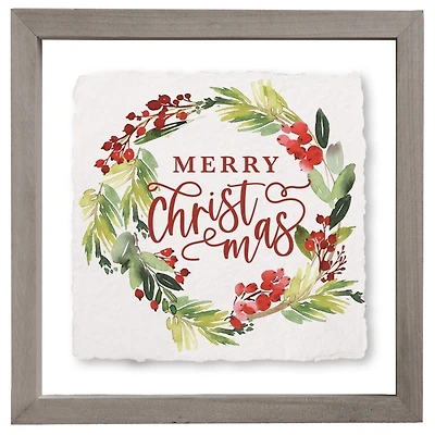 Merry Christmas Wreath Framed Art Print