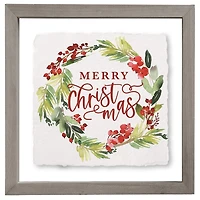 Merry Christmas Wreath Framed Art Print