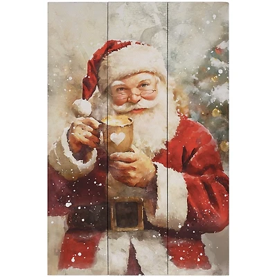 Santa Christmas Mug Wood Wall Plaque