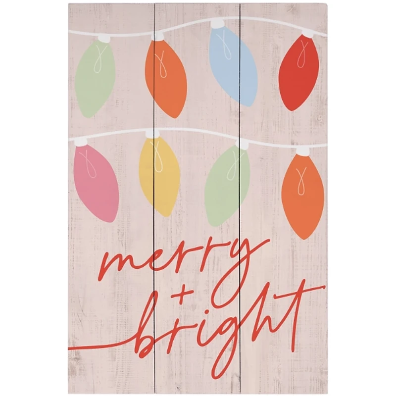 Merry and Bright Wood Wall Plaque