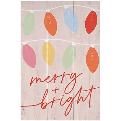 Merry and Bright Wood Wall Plaque