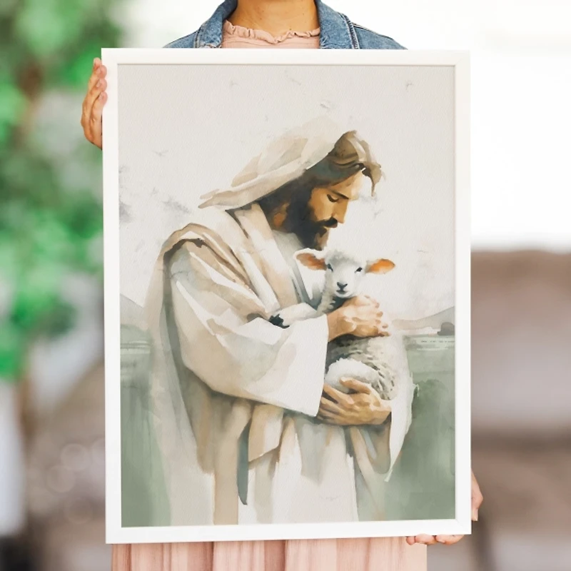 Jesus with a Lamb Framed Art Print