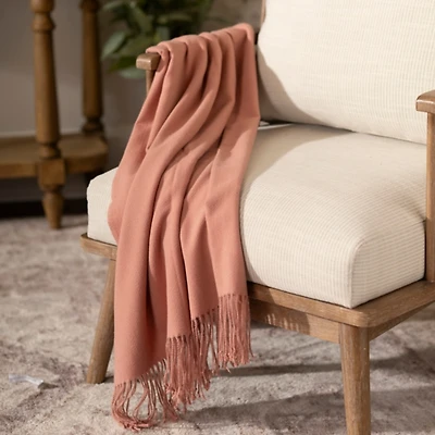 Mauve Bamboo Blend Fringe Throw