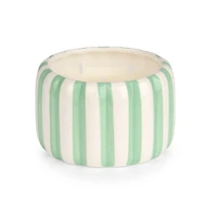 Green Stripe Ceramic 3-Wick Jar Candle