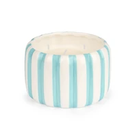 Turquoise Stripe Ceramic 3-Wick Jar Candle