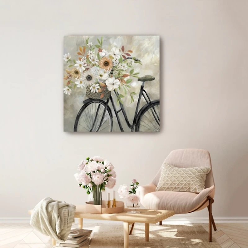 Autumn Floral Bike Canvas Art Print