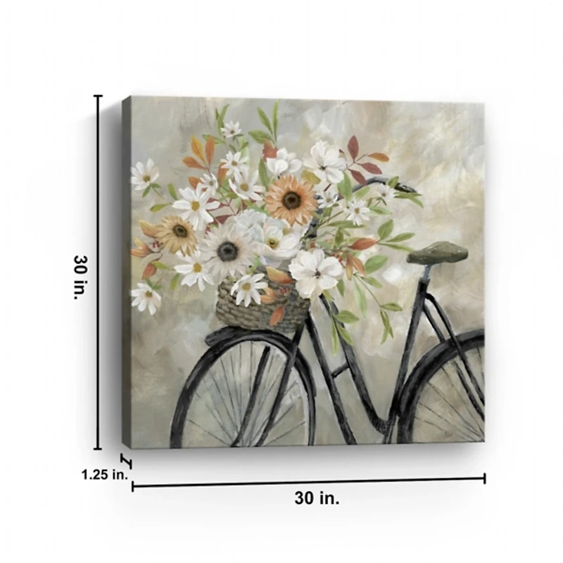 Autumn Floral Bike Canvas Art Print