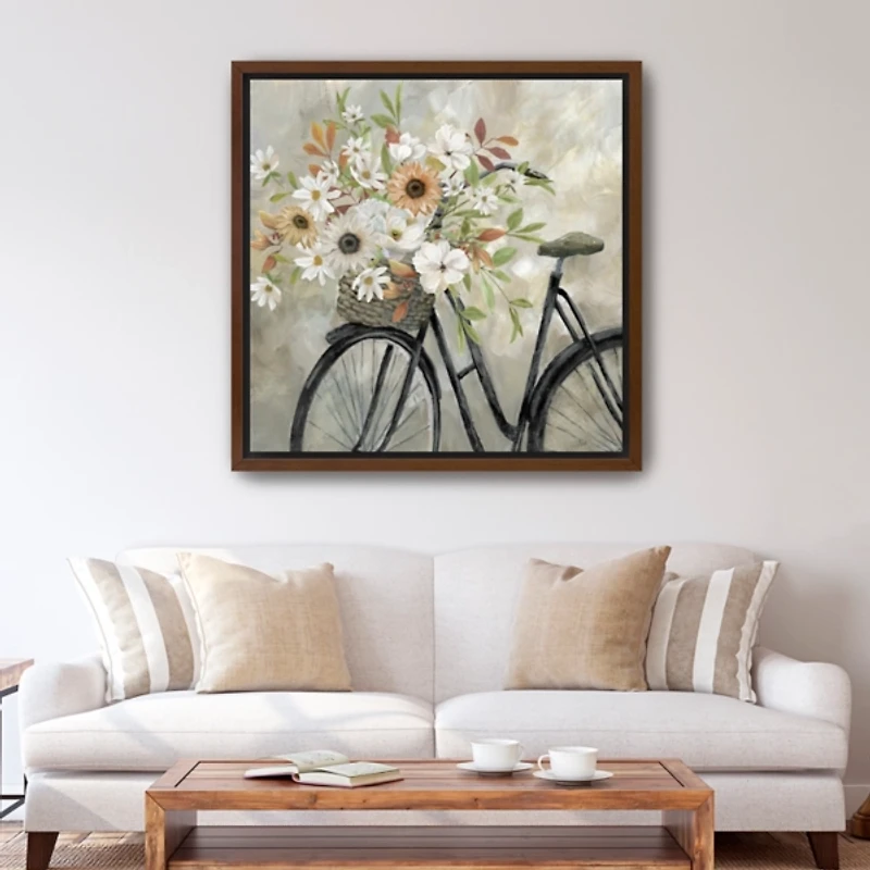 Autumn Floral Bike Framed Canvas Art Print