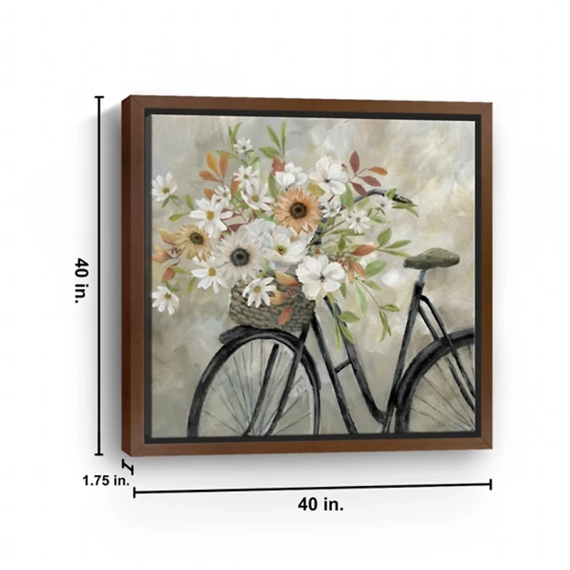 Autumn Floral Bike Framed Canvas Art Print