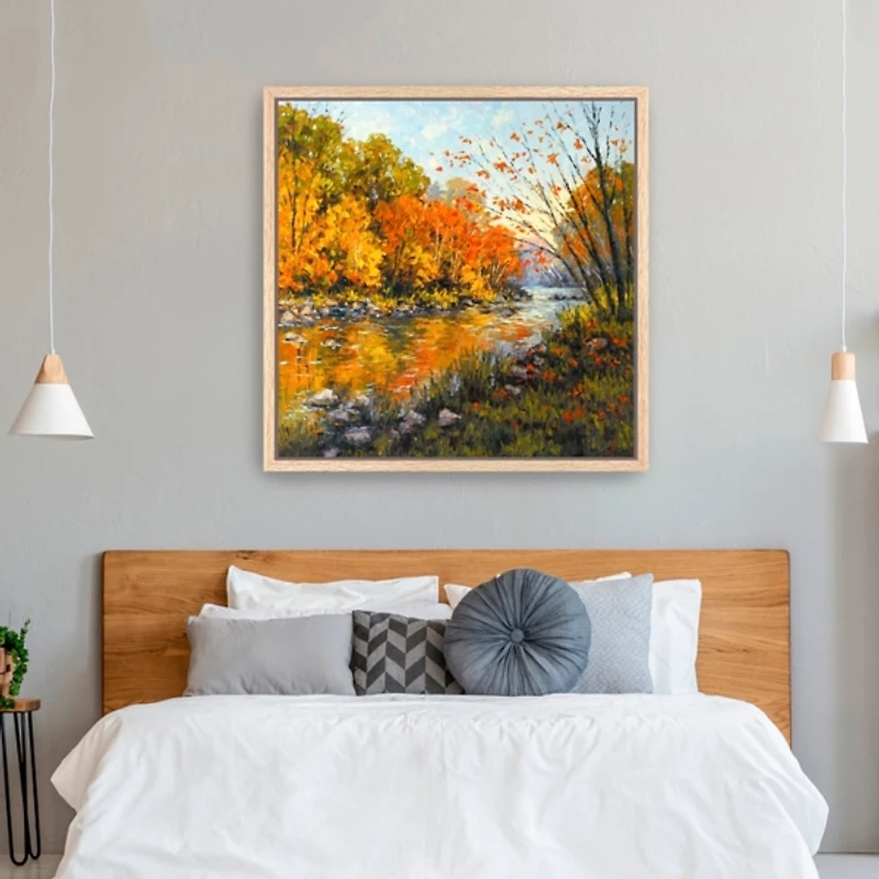 Fall Creek Framed Canvas Art Print