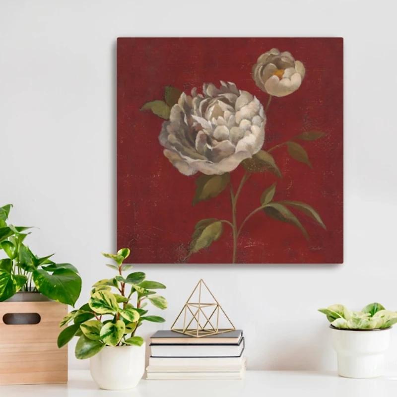 Red Peony Blooms Canvas Art Print