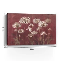 Garden Flowers on Burgundy Canvas Art Print, 36x24