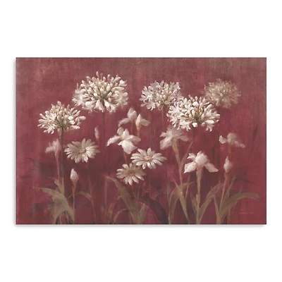 Garden Flowers on Burgundy Canvas Art Print, 36x24