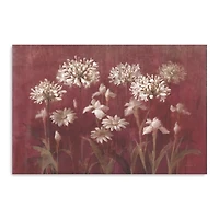 Garden Flowers on Burgundy Canvas Art Print, 36x24