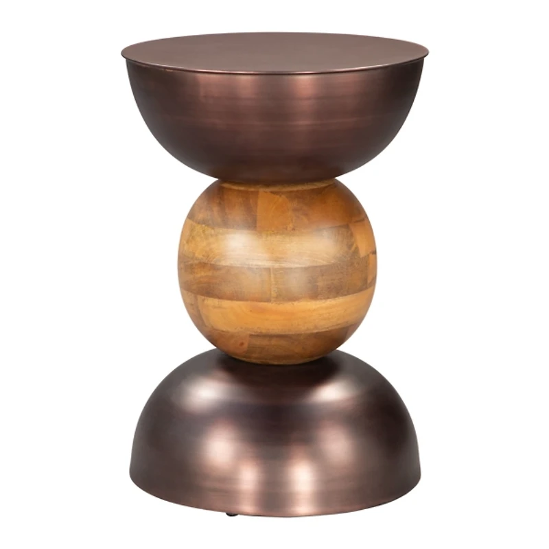 Bronze Metal and Wood Tripoli Accent Table