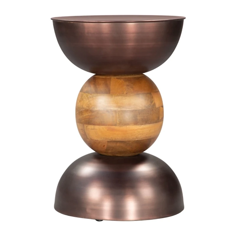Bronze Metal and Wood Tripoli Accent Table