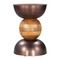 Bronze Metal and Wood Tripoli Accent Table