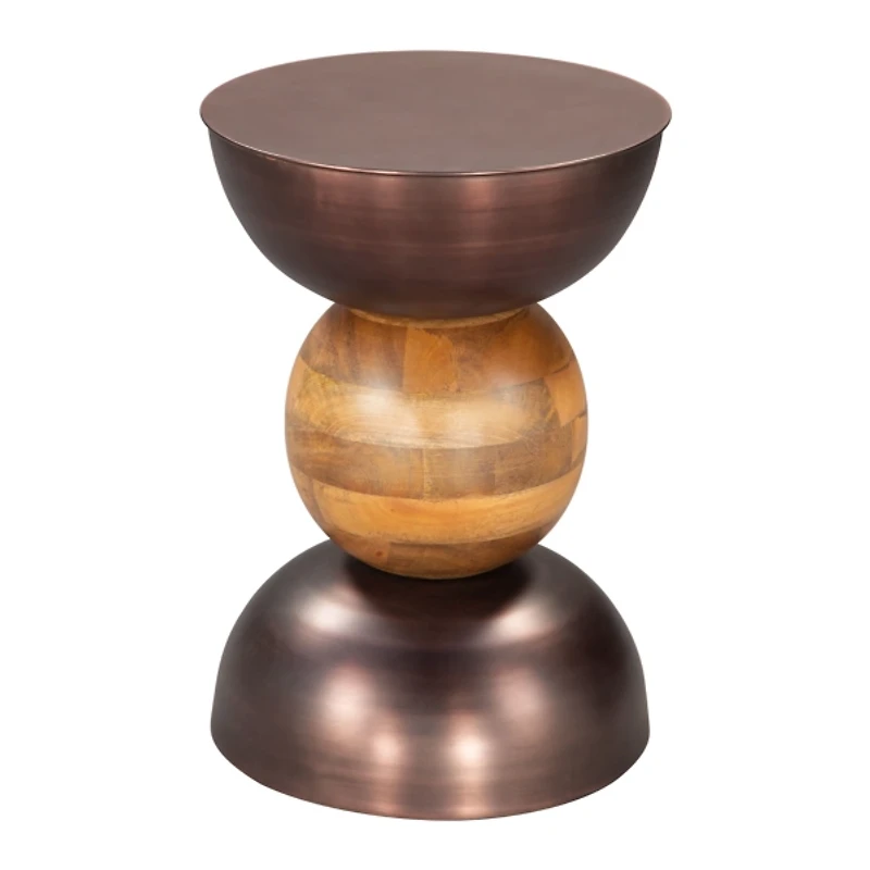 Bronze Metal and Wood Tripoli Accent Table