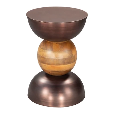 Bronze Metal and Wood Tripoli Accent Table