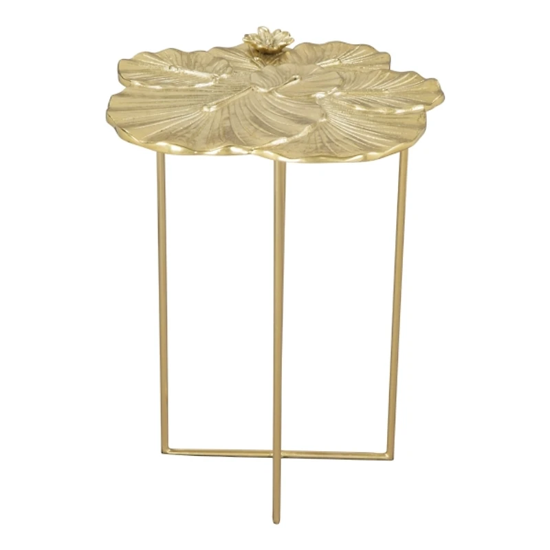 Gold Metal Lotus Accent Table