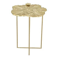 Gold Metal Lotus Accent Table